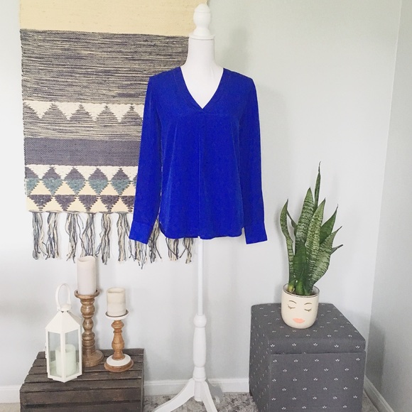 J. Crew Factory Tops - J. Crew Factory Royal Blue Long Sleeve Blouse